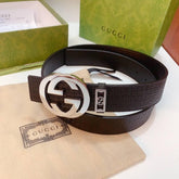 GUCCI Embellished coated-canvas and leather belt 'Black' - Banlieue91