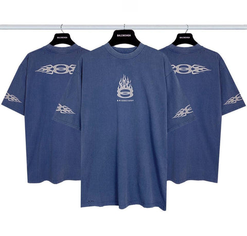 Balenciaga Light Blue T-Shirt Without Collar - Banlieue91