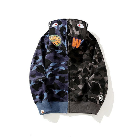 APE Color Camo Crazy Shark Full Zip Hoodie A Bathing Ape - Banlieue91