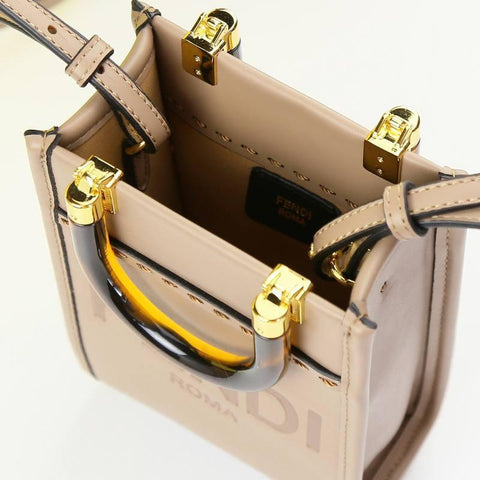 Fendi Vitello King Plexiglass Logo Embossed Mini Fendi Sunshine Shopper Tote - Banlieue91