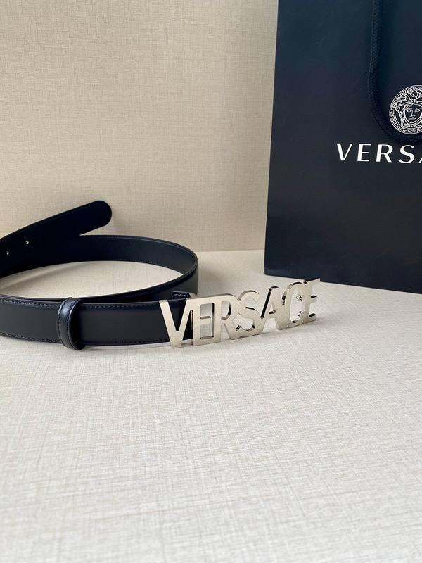 Versace Women's Leather Logo Decorated Buckle Belt - Banlieue91