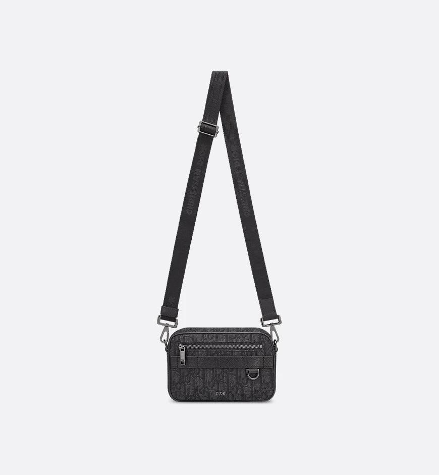 Mini Safari Bag with Strap Black Dior Oblique Jacquard - Banlieue91