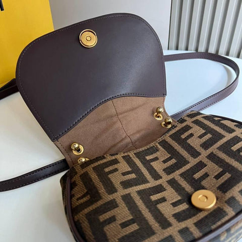 Fendi C’mon Small Brown FF jacquard fabric bag - Banlieue91