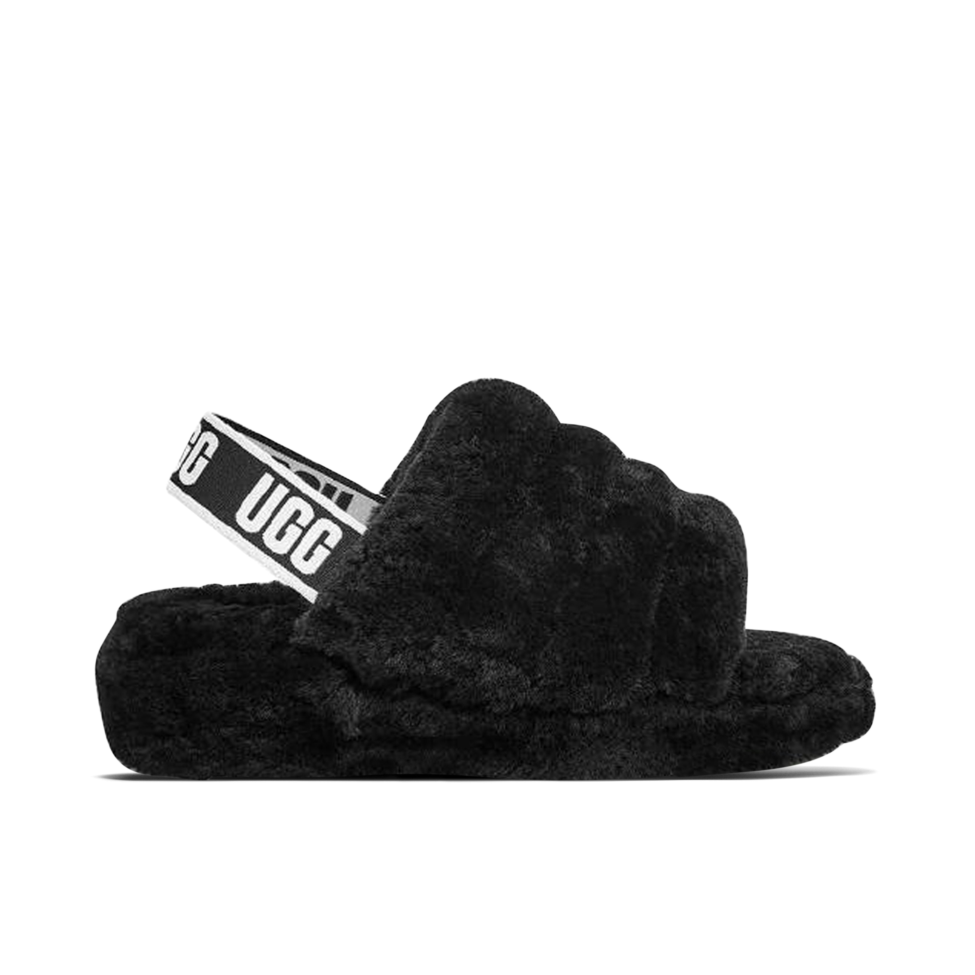 UGG FLUFF YEAH SLIDE BLACK WOMENS