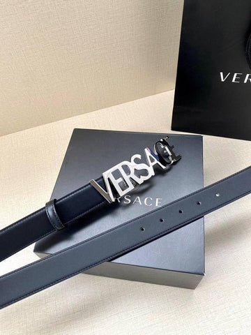 Versace Women's Leather Logo Decorated Buckle Belt - Banlieue91