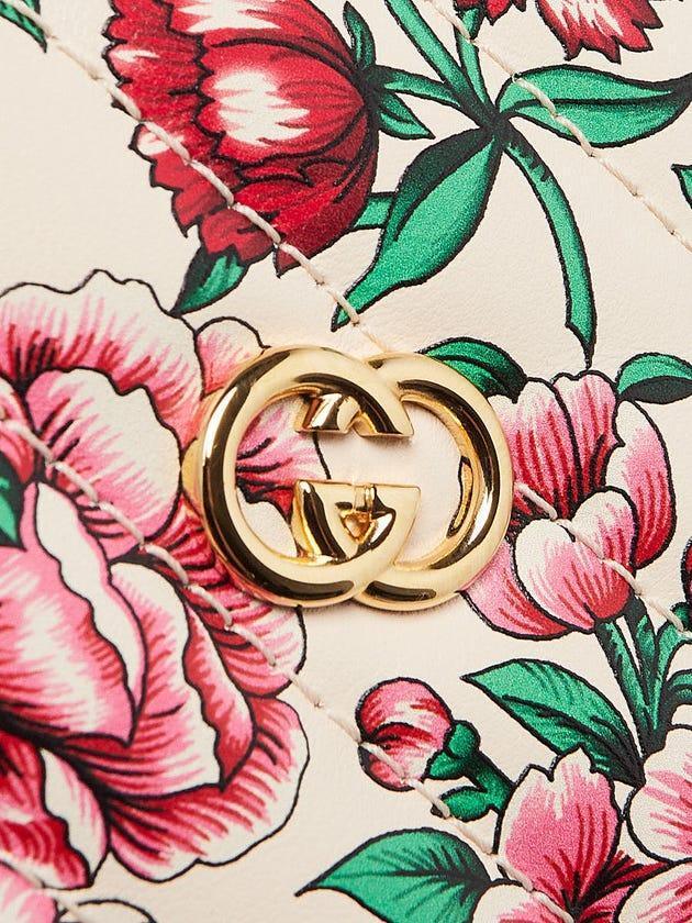 Gucci Brit Roses Print Quilted Leather Interlocking G Mini Heart Crossbody Bag - Banlieue91