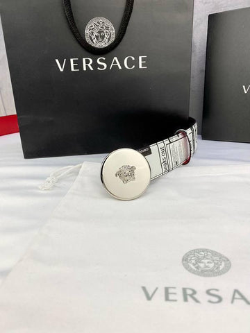 Versace MEDUSA BIGGIE ENAMEL LEATHER BELT - Banlieue91