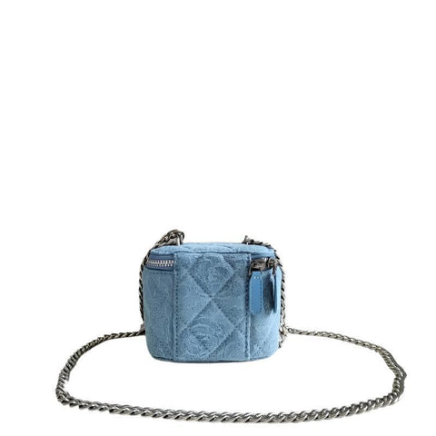 Chanel coco love long vanity case denim Camelia blue SHW - Banlieue91