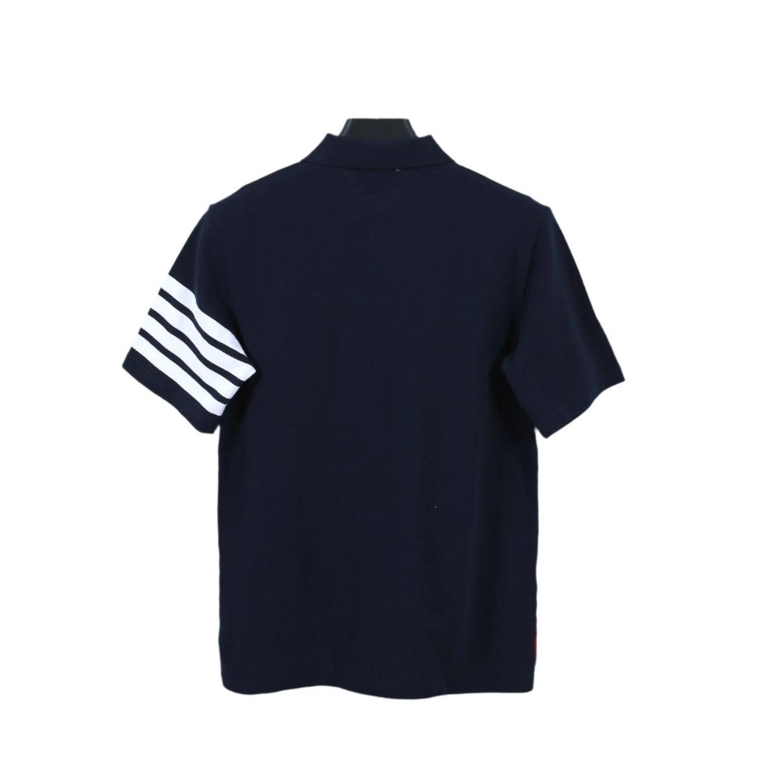 Thom Browne Navy Blue T-Shirt with Collar - Banlieue91