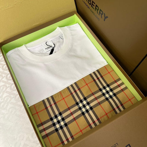 Burberry T-Shirt Without Collar 'White & Beige' - Banlieue91
