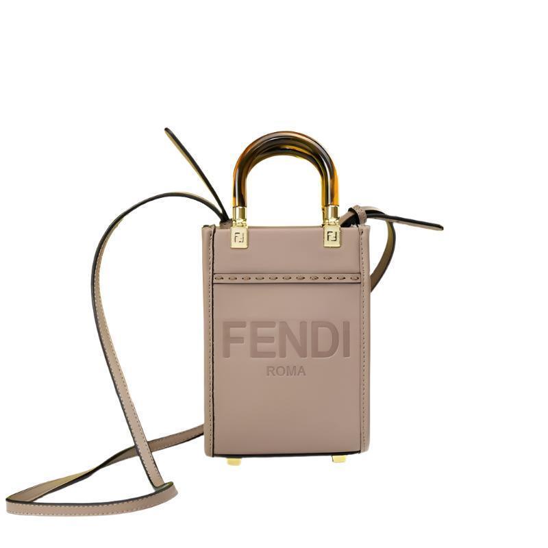 Fendi Vitello King Plexiglass Logo Embossed Mini Fendi Sunshine Shopper Tote - Banlieue91