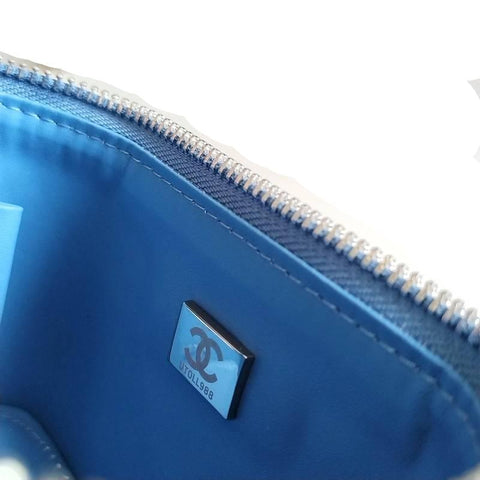 Chanel coco love long vanity case denim Camelia blue SHW - Banlieue91
