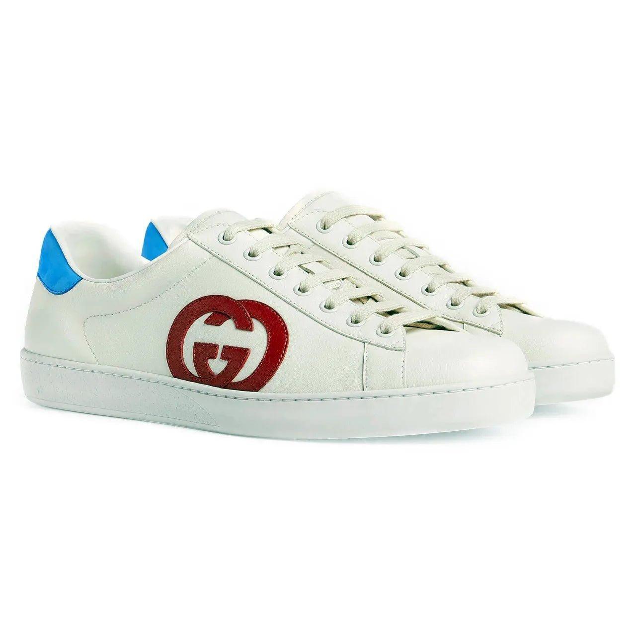Ace Men's White Leather Interlocking G Logo Sneakers - Banlieue91