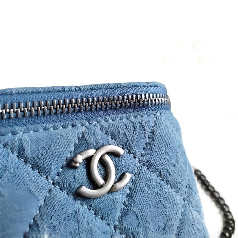 Chanel coco love long vanity case denim Camelia blue SHW - Banlieue91