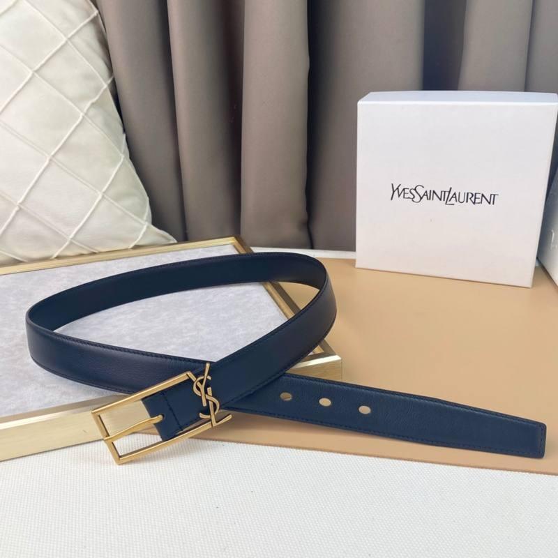 Saint Laurent Classic Monogram Square Buckle Belt Embossed Leather - Banlieue91