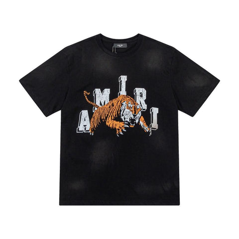 Amiri Lion Black T-Shirt Without Collar - Banlieue91
