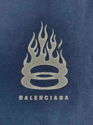 Balenciaga Light Blue T-Shirt Without Collar - Banlieue91