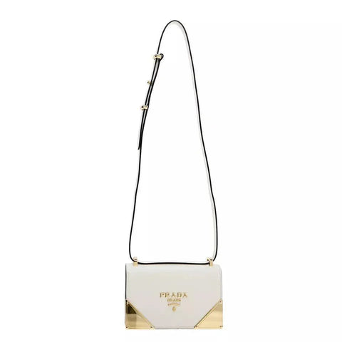 Prada Crossbody Shoulder Bag Box Calf White Leather - Banlieue91