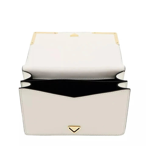 Prada Crossbody Shoulder Bag Box Calf White Leather - Banlieue91