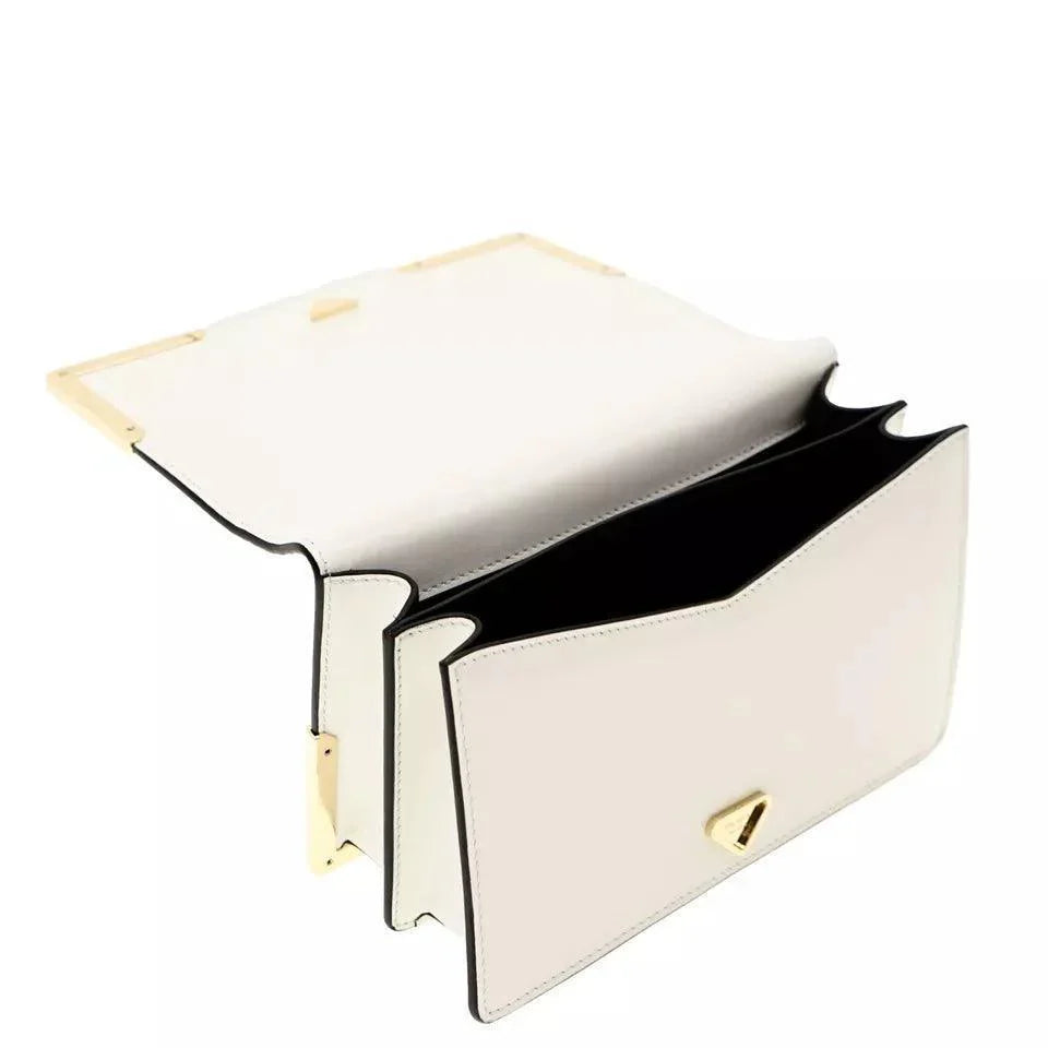 Prada Crossbody Shoulder Bag Box Calf White Leather - Banlieue91